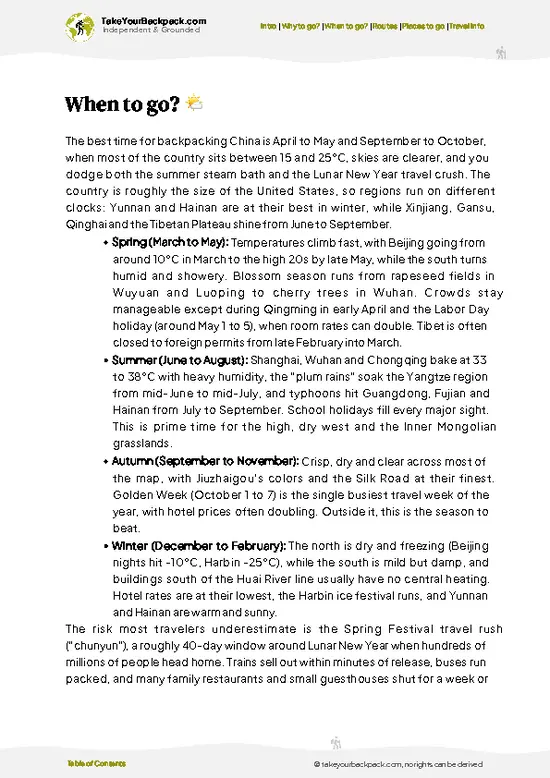 example page 3 from our offline Travel Guide for China