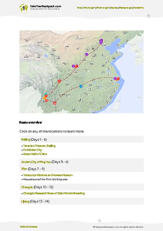example page 4 from our offline Travel Guide for China