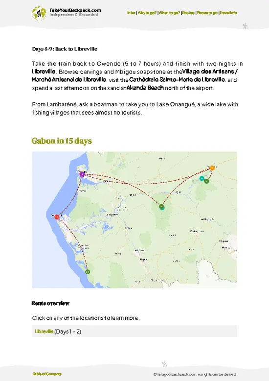 example page 4 from our offline Travel Guide for Gabon