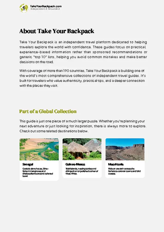example page 1 from our offline Travel Guide for Gambia