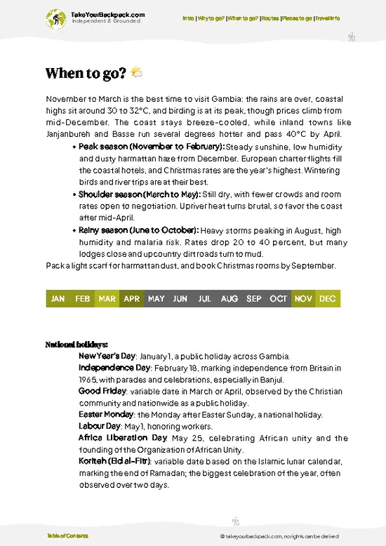 example page 3 from our offline Travel Guide for Gambia