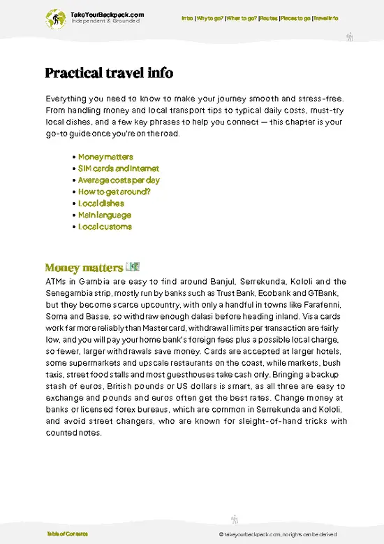 example page 7 from our offline Travel Guide for Gambia