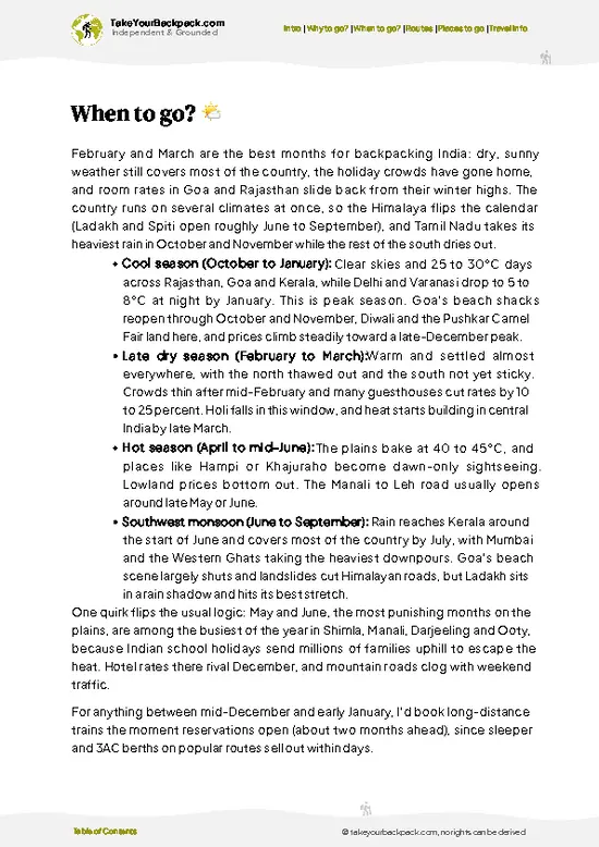 example page 3 from our offline Travel Guide for India