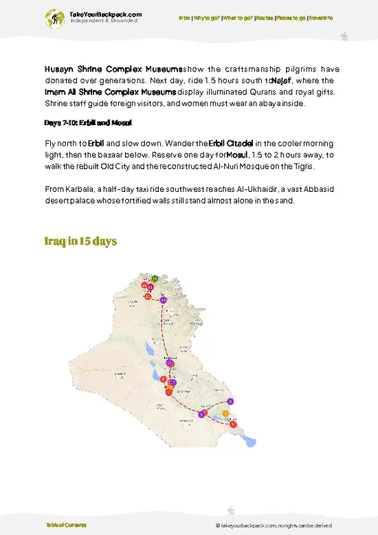 example page 4 from our offline Travel Guide for Iraq