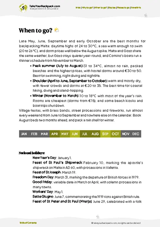 example page 3 from our offline Travel Guide for Malta