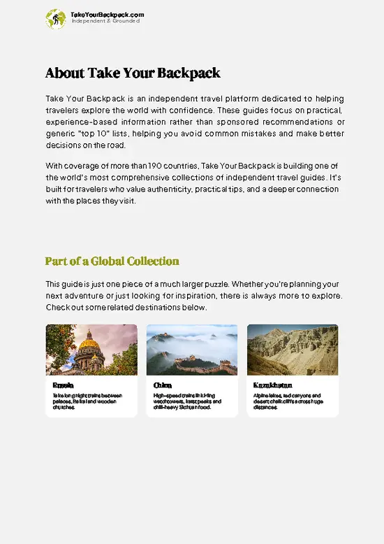 example page 1 from our offline Travel Guide for Mongolia