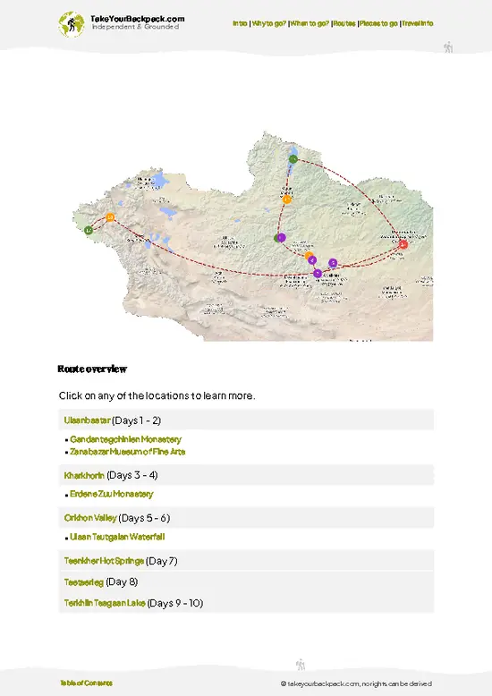 example page 4 from our offline Travel Guide for Mongolia