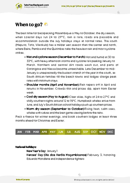 example page 3 from our offline Travel Guide for Mozambique