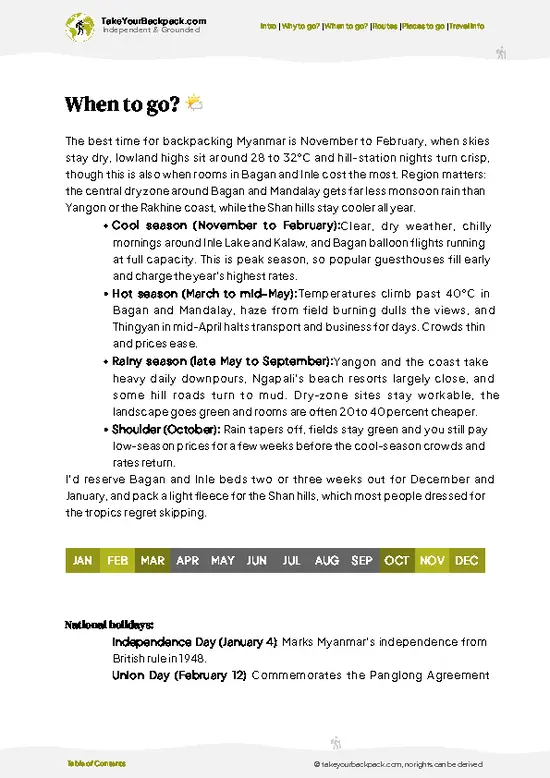 example page 3 from our offline Travel Guide for Myanmar