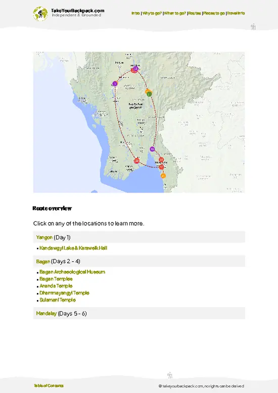 example page 4 from our offline Travel Guide for Myanmar