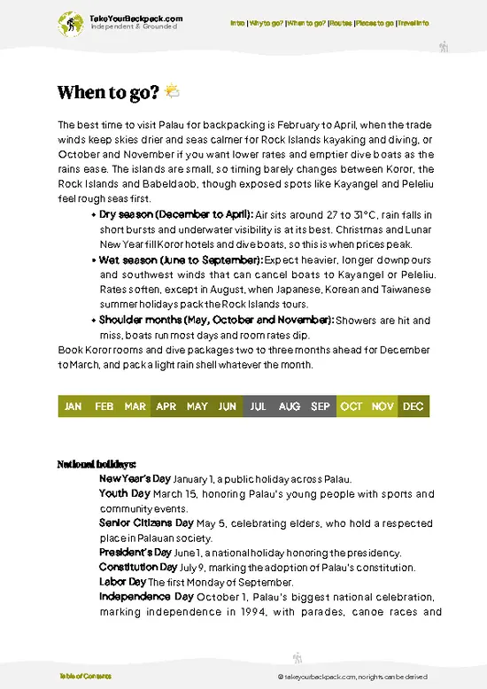 example page 3 from our offline Travel Guide for Palau