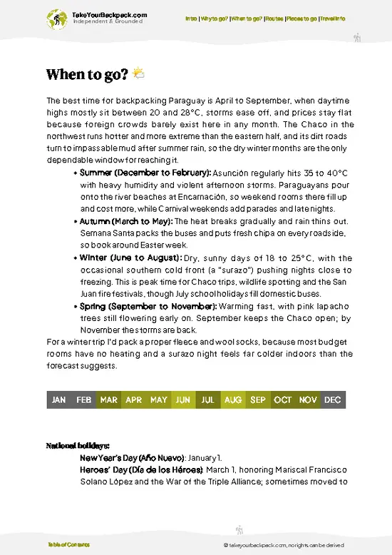 example page 3 from our offline Travel Guide for Paraguay