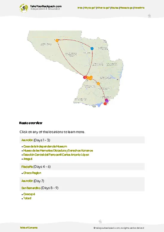 example page 4 from our offline Travel Guide for Paraguay