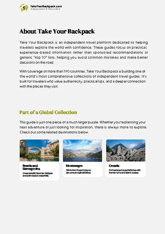 example page 1 from our offline Travel Guide for Serbia