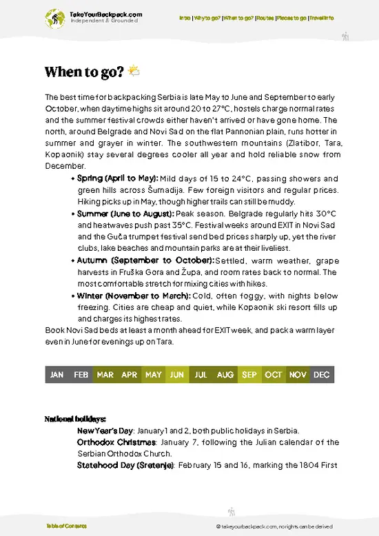 example page 3 from our offline Travel Guide for Serbia