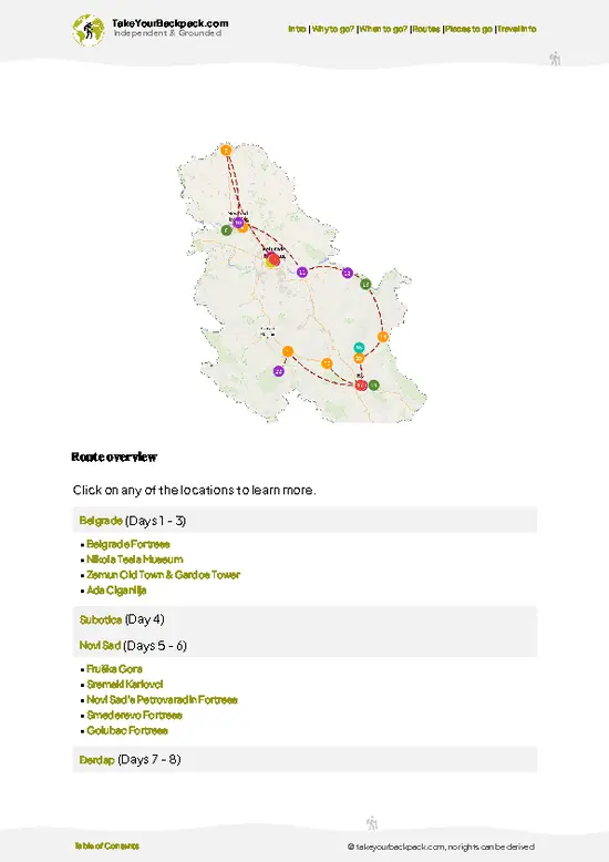 example page 4 from our offline Travel Guide for Serbia