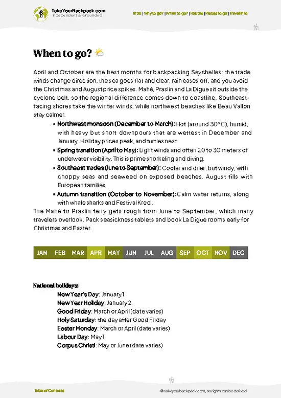 example page 3 from our offline Travel Guide for Seychelles