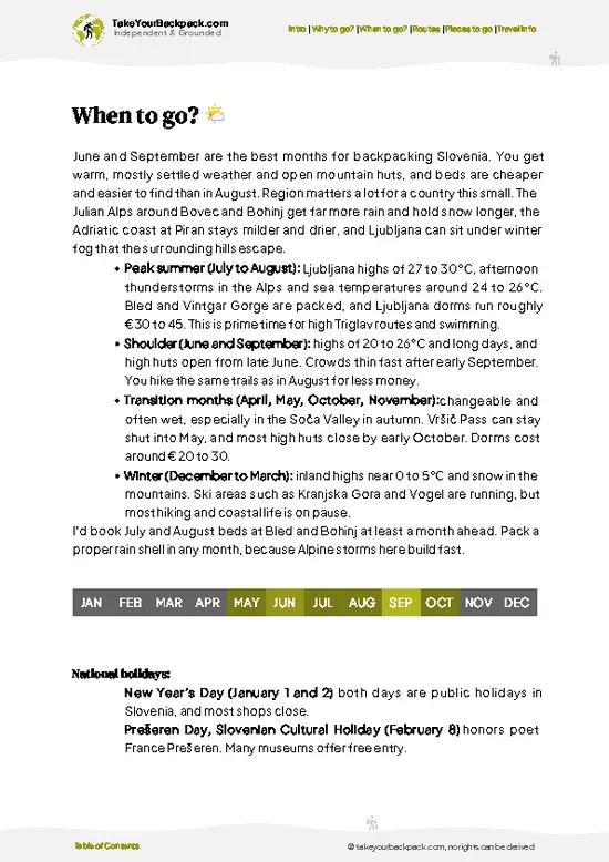example page 3 from our offline Travel Guide for Slovenia