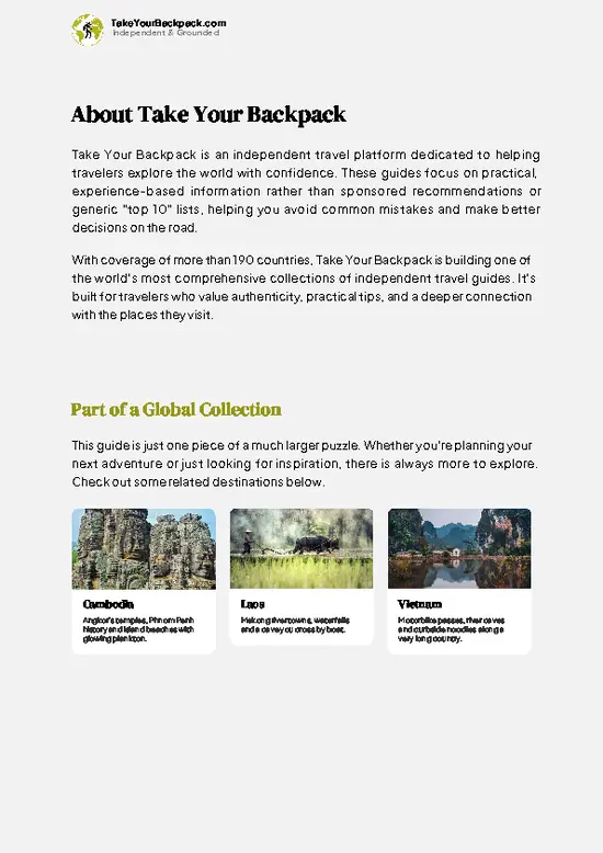example page 1 from our offline Travel Guide for Thailand