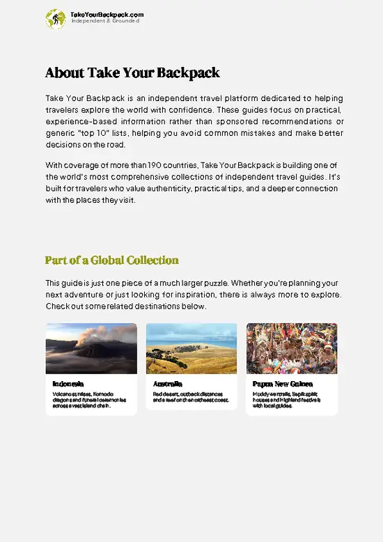 example page 1 from our offline Travel Guide for Timor-Leste