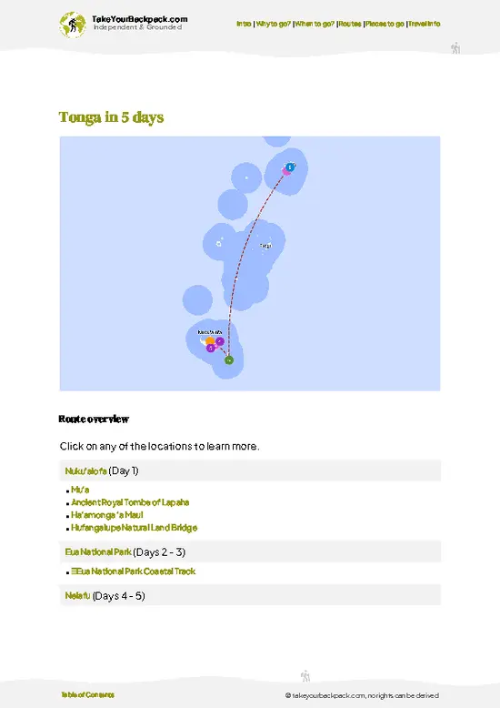 example page 4 from our offline Travel Guide for Tonga