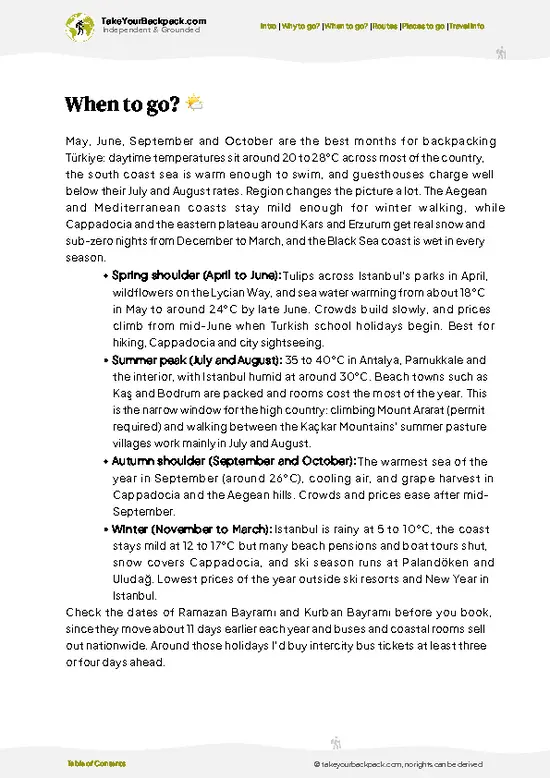 example page 3 from our offline Travel Guide for Türkiye
