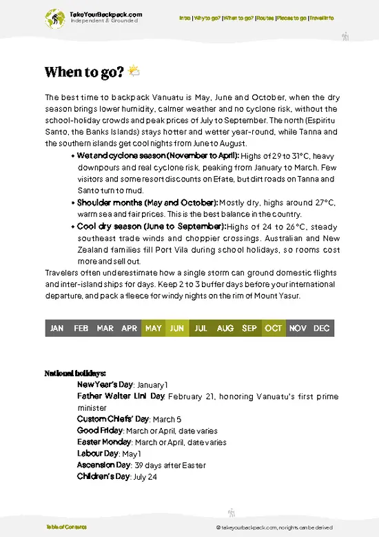 example page 3 from our offline Travel Guide for Vanuatu