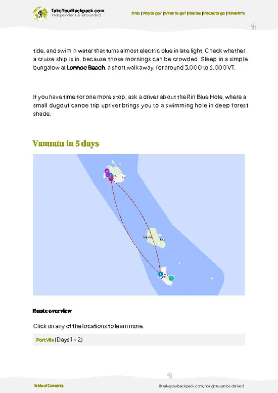example page 4 from our offline Travel Guide for Vanuatu