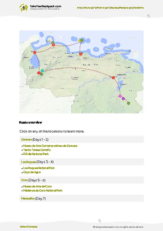 example page 4 from our offline Travel Guide for Venezuela