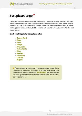 example page 2 from our offline Travel Guide for Equatorial Guinea