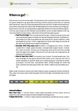 example page 1 from our offline Travel Guide for Namibia