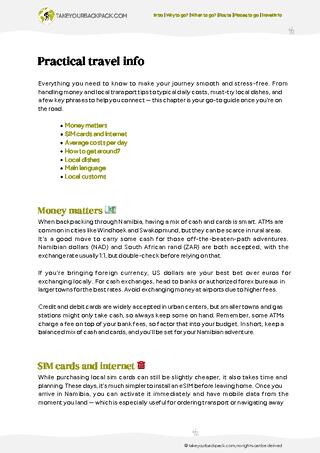 example page 4 from our offline Travel Guide for Namibia