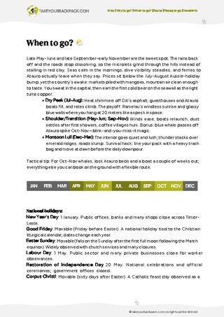 example page 1 from our offline Travel Guide for Timor-Leste