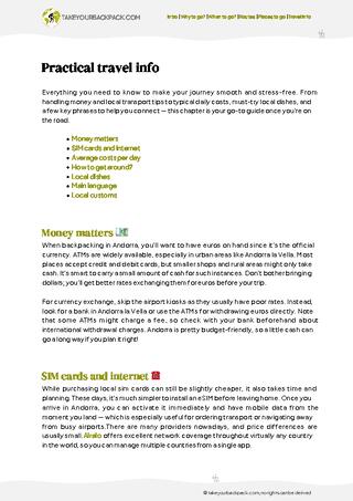 example page 5 from our offline Travel Guide for Andorra
