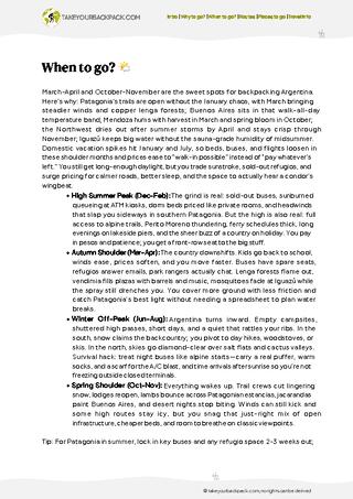 example page 1 from our offline Travel Guide for Argentina