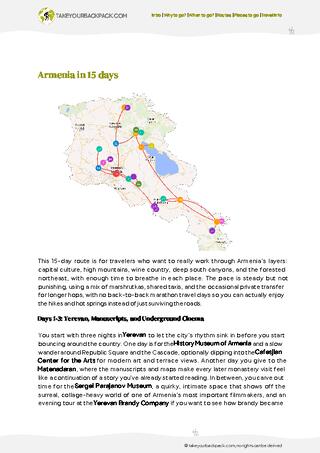 example page 2 from our offline Travel Guide for Armenia