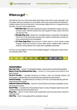 example page 1 from our offline Travel Guide for Aruba