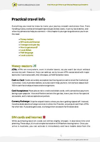 example page 5 from our offline Travel Guide for Australia