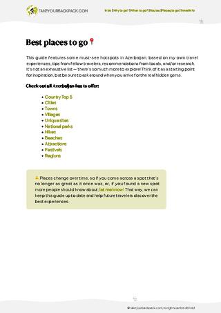 example page 3 from our offline Travel Guide for Azerbaijan