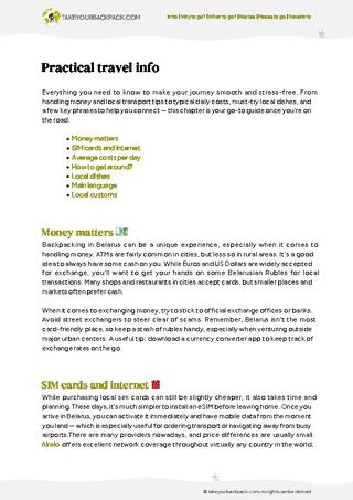 example page 5 from our offline Travel Guide for Belarus