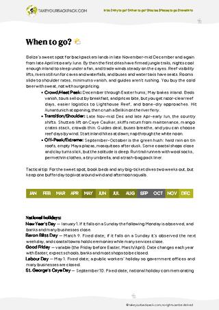 example page 1 from our offline Travel Guide for Belize