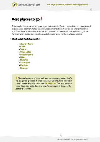 example page 3 from our offline Travel Guide for Benin