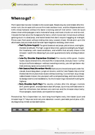 example page 1 from our offline Travel Guide for Bolivia