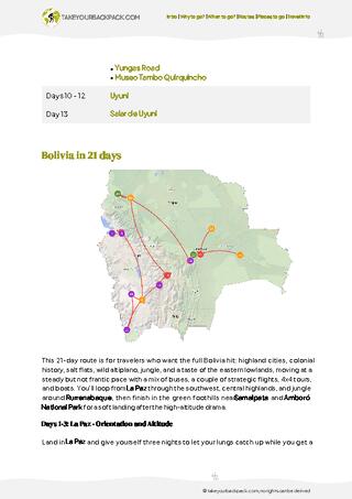 example page 2 from our offline Travel Guide for Bolivia