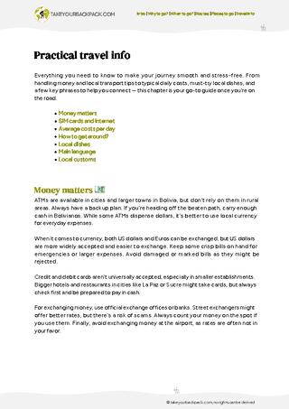 example page 5 from our offline Travel Guide for Bolivia