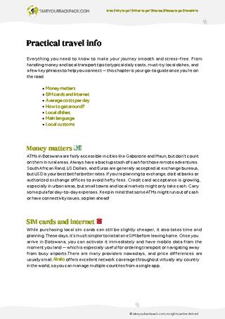 example page 5 from our offline Travel Guide for Botswana
