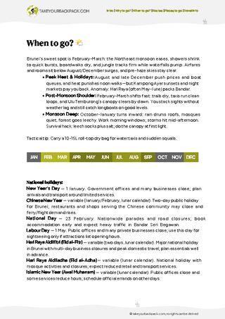 example page 1 from our offline Travel Guide for Brunei