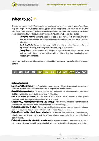 example page 1 from our offline Travel Guide for Burundi