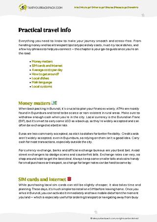 example page 5 from our offline Travel Guide for Burundi