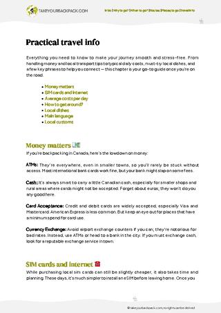 example page 5 from our offline Travel Guide for Canada